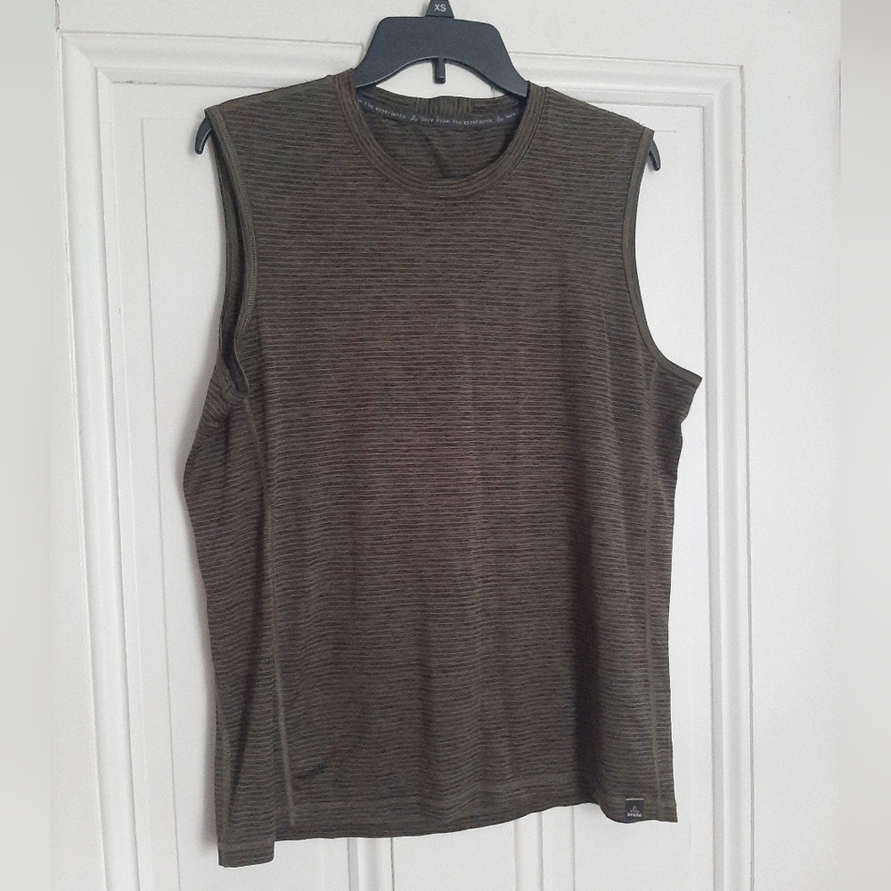 Prana Green and Black Striped Athletic Muscle Tank